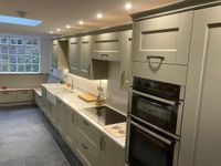 Finished sage green shaker kitchen installed in Sydney