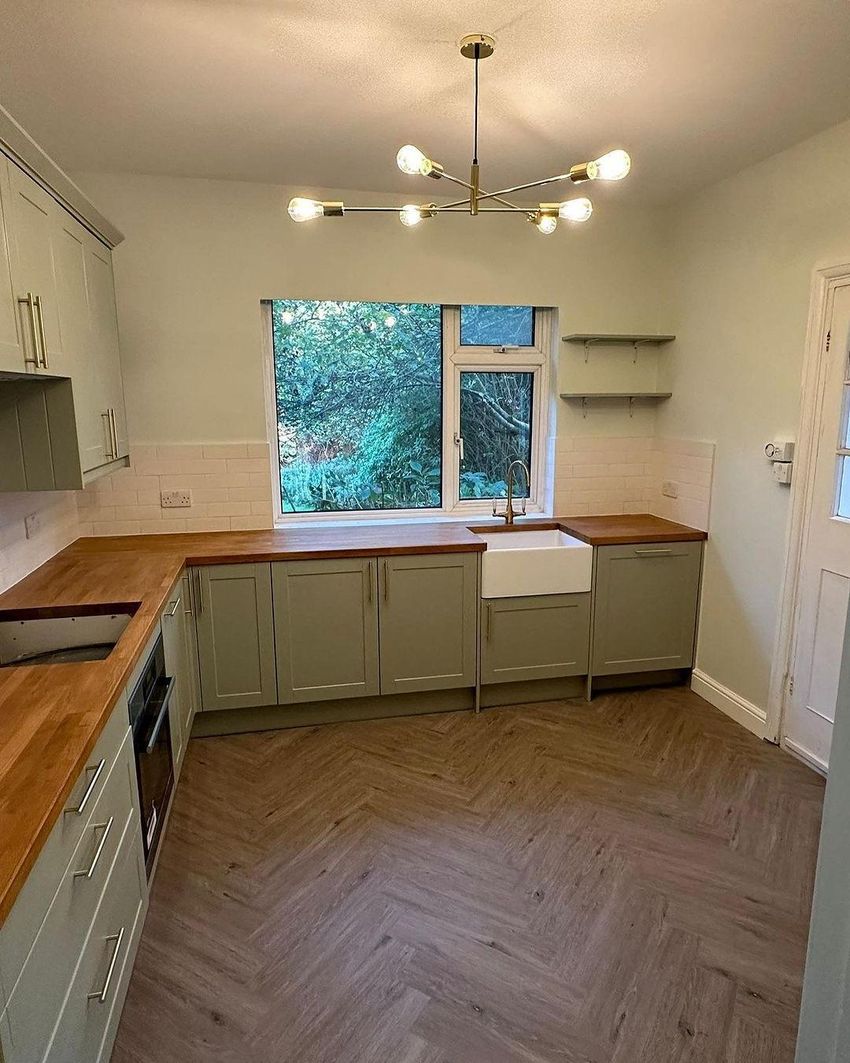 Close-up of kitchen benchtop and cabinet materials in a Sydney renovation