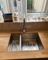 Undermount sink and timber benchtop installation detail